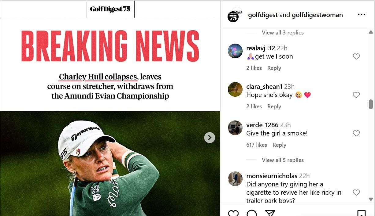 Fans comment on Golf Digest's Instagram post (Image Credit: @golfdigest)